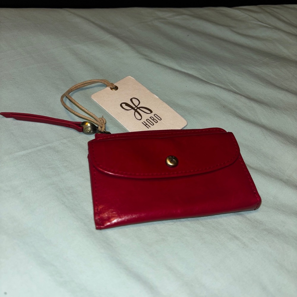 HOBO Addi Card Case Claret Red Leather Zip Wallet ID Window New - Picture 4 of 12